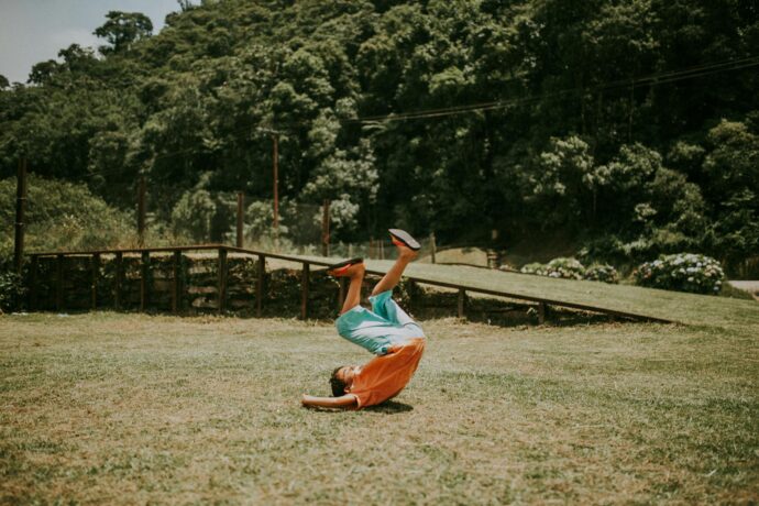 photograph of a kid falling